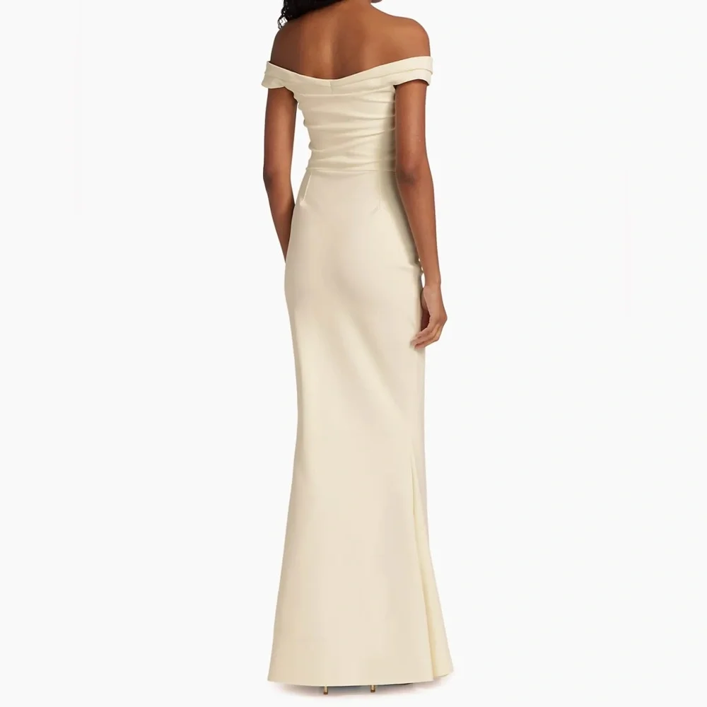 Chiara Boni La Petite Robe Radoslava Off-The-Shoulder Wrap Cream Gown Size 4 - Picture 4 of 12